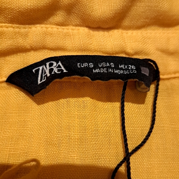 Zara | Mustard yellow casual button up women's blouse *missing a button* - Picture 9 of 9